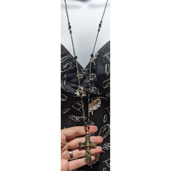 Abalone Beaded Cross Necklace - Picture 3 of 6